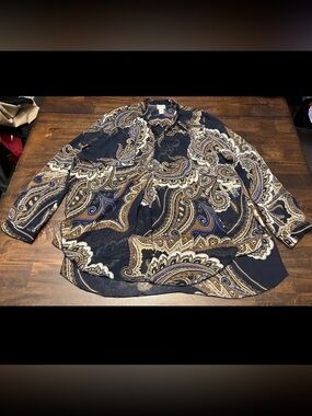 Chico’s Long Sleeve Sheer Blouse Women’s Size L/12 (Chico’s size 2)